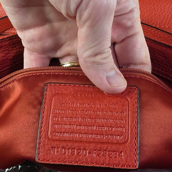 Coach Park Carrie Tote Cranberry Red Orange Pebbled Leather F23284 ๐ - Picture 13 of 16